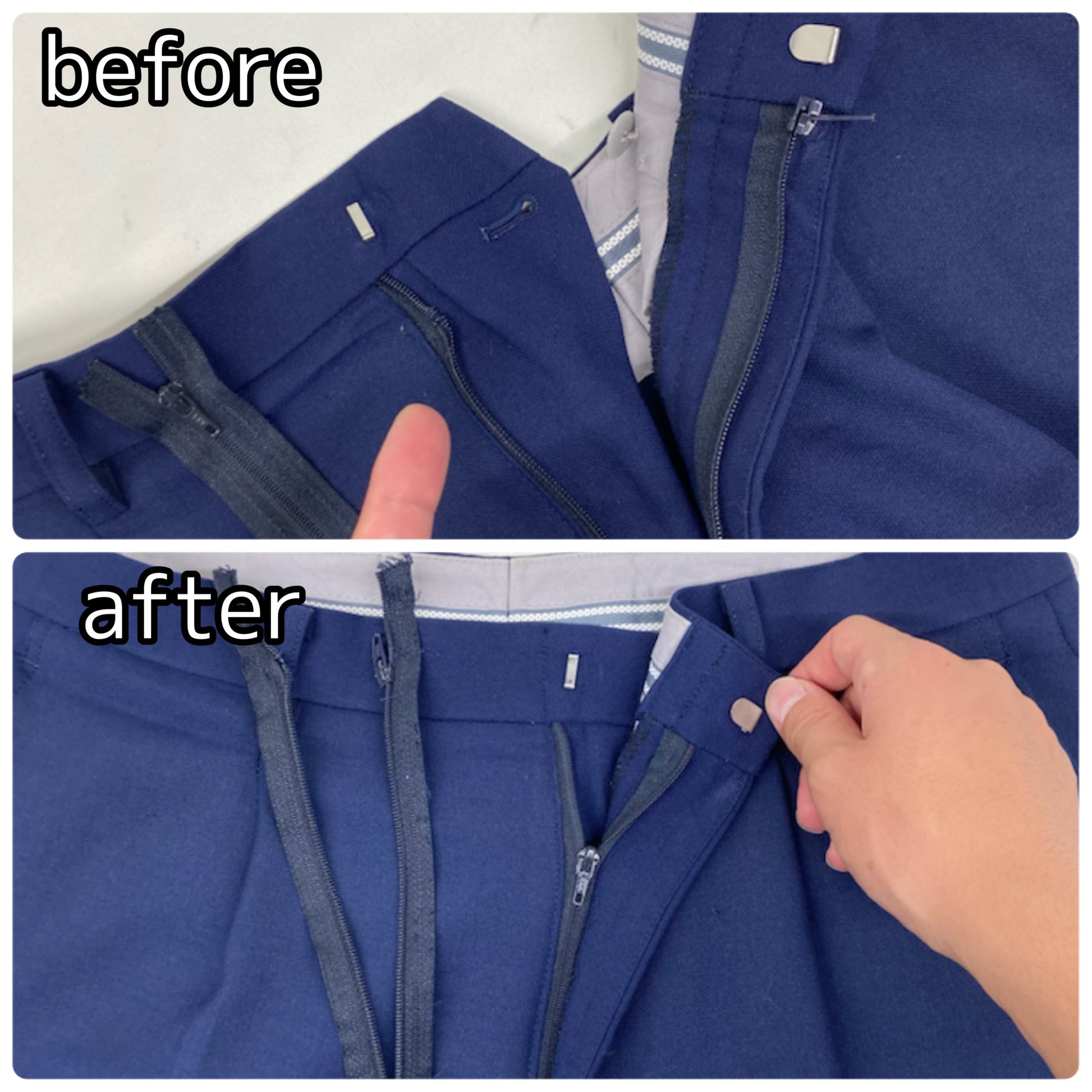 スーツズボンのファスナー交換